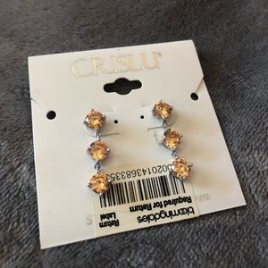 CRISLU peach diamond three-drop earrings
